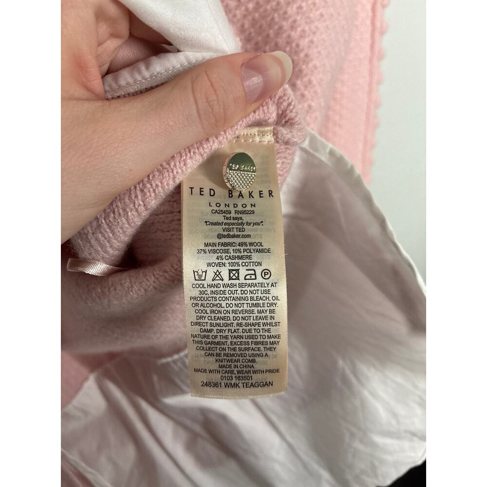 Ted Baker Womens Two-Piece Sweater 3 Medium Pink Lissiah Bobble Layered Shirt - Picture 11 of 11